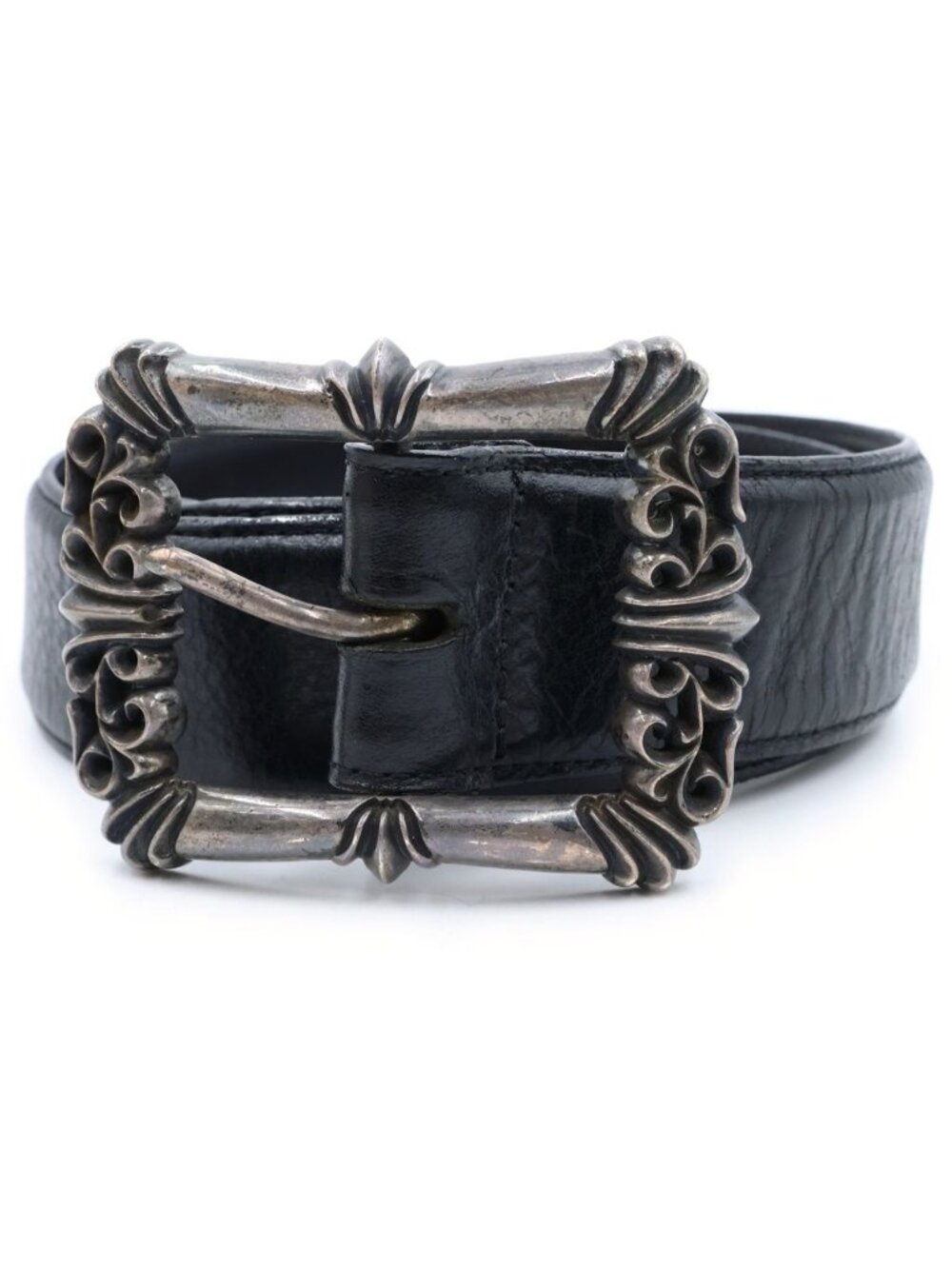 Chrome Hearts Blt Filigree Otj Buckle Leather Belt Black Silver